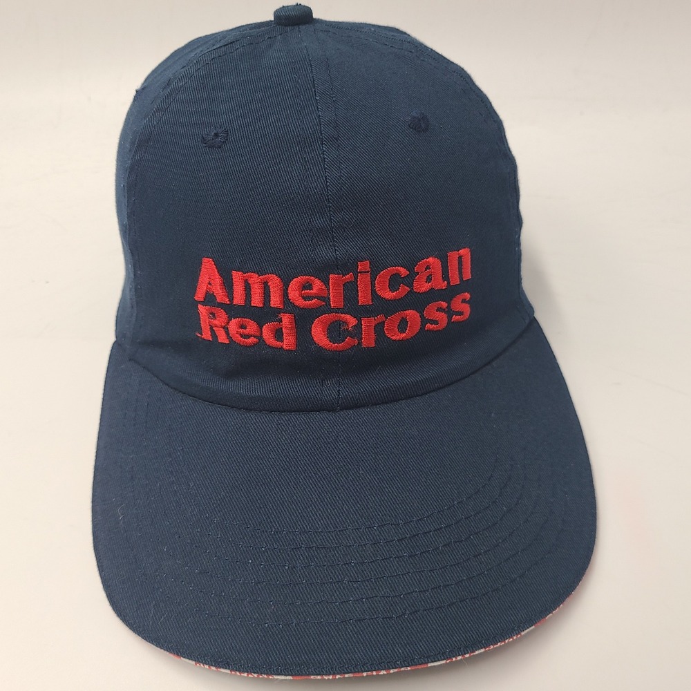 American Red Cross Hat Strapback (Fits Small) Blue Red American Flag Casual Men
